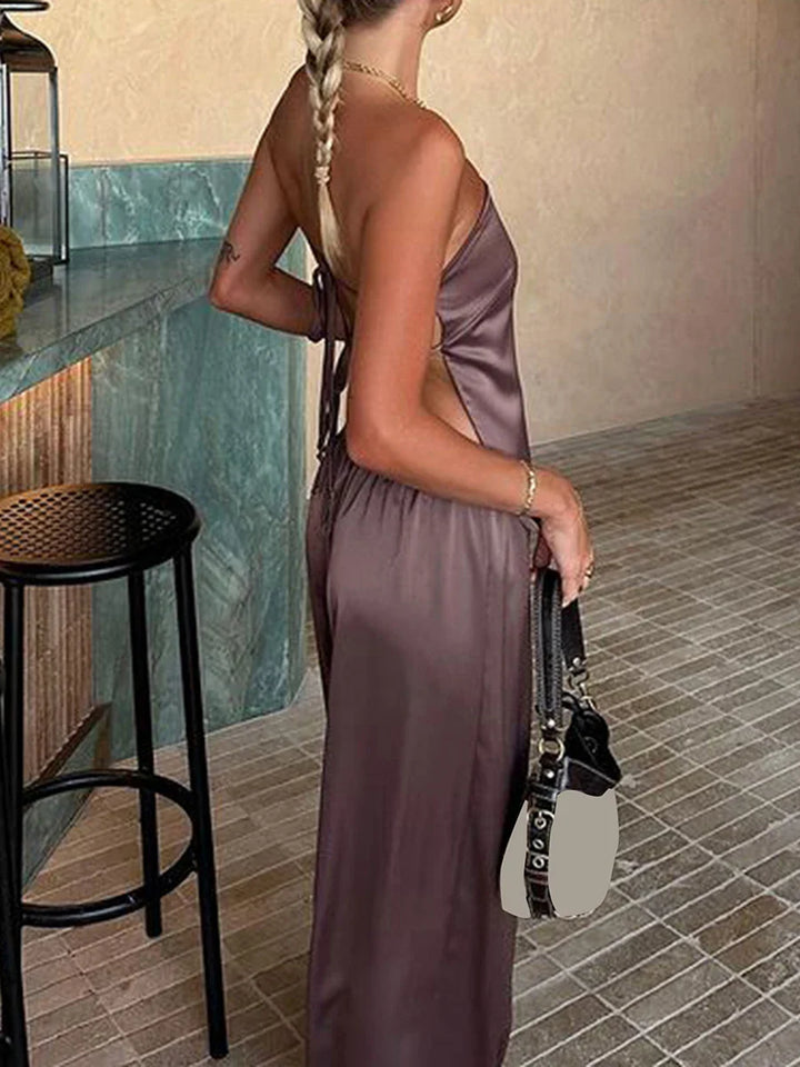 Brynn Satin Off-shoulder Top & Pants Set